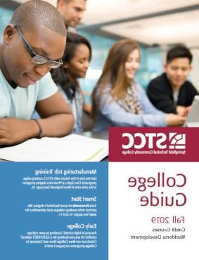 2019年秋季 大学 Course Guide Cover with students studying
